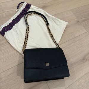 Tory Burch Black ROBINSON CONVERTIBLE SHOULDER BAG